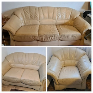 Set canapele piele crem 3-2-1