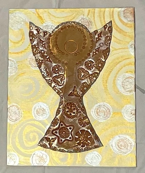 tablou ceramic in relief pe panza pictata unicat