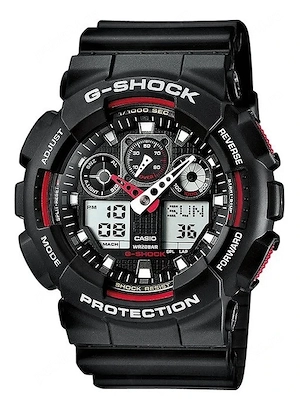 Ceas CASIO G-SHOCK GA-100 BLACK&RED-Negru Mat cu Rosu Sport Nou 2026