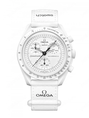 CEAS SWATCH X OMEGA MISSION TO MOON Moonphase Snoopy White Chronograf !!!!!!!