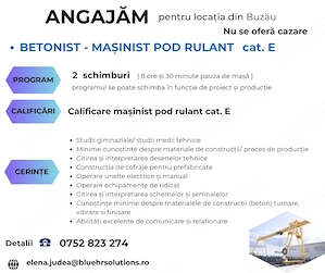 Betonist - masinist pod rulant grupa E ,  locatia Buzau