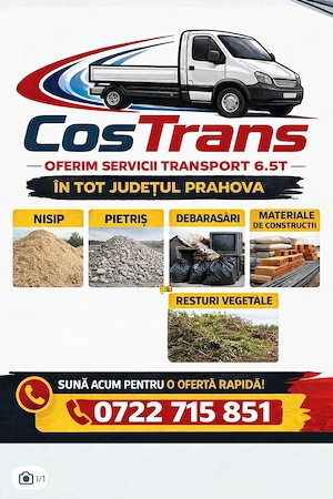 Servicii Transport 6.5T Nisip Pietrisi Debarasari Mobila Materiale Constructi