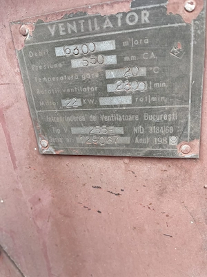 Ventilator pentru exhaustare tocatura, rumegus, cereale si mfulgi polietilena cu actionare pe curele