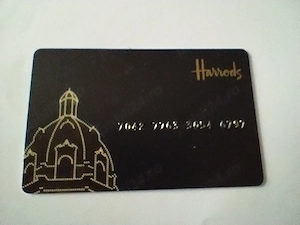 261. Cartelă de puncte de fidelitate din 2010, magazin Harrods Londra 