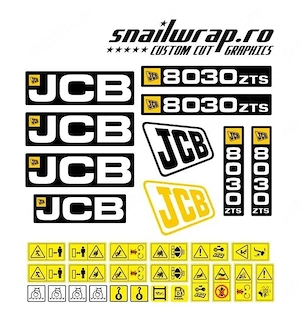 Stickere autocolante JCB 3CX 2CX 5CX 804 803 8026 8030 8016 8065 C-ZTS - imagine 2