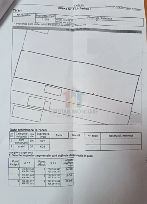 Chiscani zona Scolii Gimnaziale Teren 1205 mp cu 16,5m deschidere stradala - imagine 2