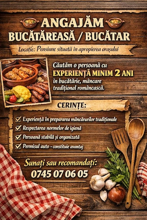 Bucatareasa  bucatar cu experienta