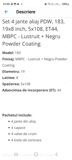 Vand 4 jante noi aliaj PDW 183 , 19×8 inch - imagine 3