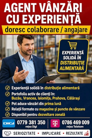 Agent Vânzări Distribuție Alimentară   portofoliu clienți existent - imagine 2