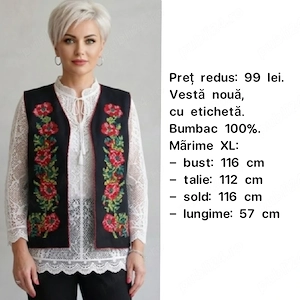 Vestă nouă, traditionala, cu flori, XL