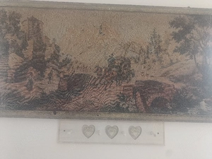 vand tablou foarte vechi aprocsimativ 100 de ani cusatura goblen peisaj pret 300 euro usor neg.