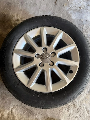 4 Jante originale Audi R16 + Anvelope vară Bridgestone 225/55 R16 - imagine 4