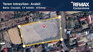 Teren intravilan 4.734 mp – Front 50 m, utilități la drum