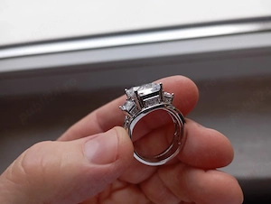 inel de logodna sin argint masiv cu zirconiu alb natural