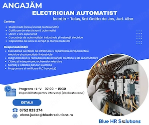 Electrician Automatist- locatia Teius, Alba