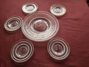 Set de 5 farfurii+platou sticlă pentru desert tort