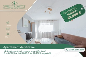 Apartament cu 2 camere, zona Alfa, Arad