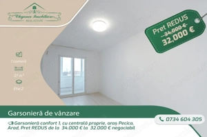 Garsonieră confort 1, cu centrală proprie, oraș Pecica, Arad