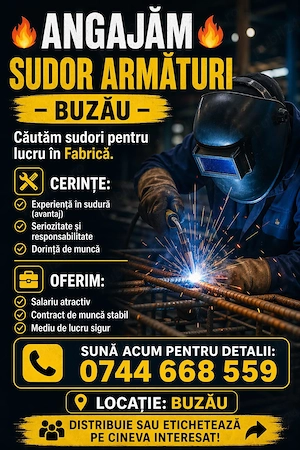 Sudor  cu experienta armaturi fabrica Buzau