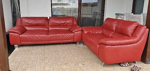 Set 2 canapele din piele naturală   confortabile și elegante