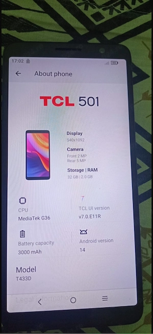 vând telefon TLC 501 in stare foarte buna de functionare 