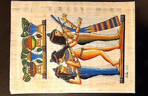 Papirus egiptean autentic   Muzicante și Dansatoare la Banchetul Regal