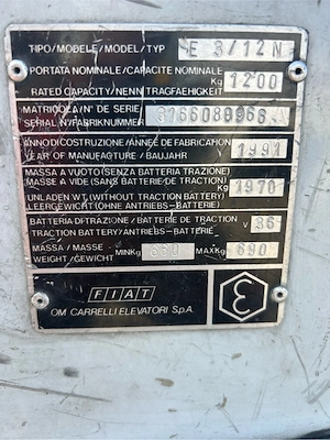 Stivuitor electric FIAT OM 1.2T   baterie 2021   3.6m   funcțional - imagine 9