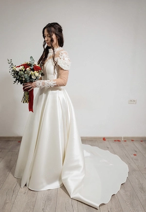 Rochie Mireasa S M din tafta  - imagine 3