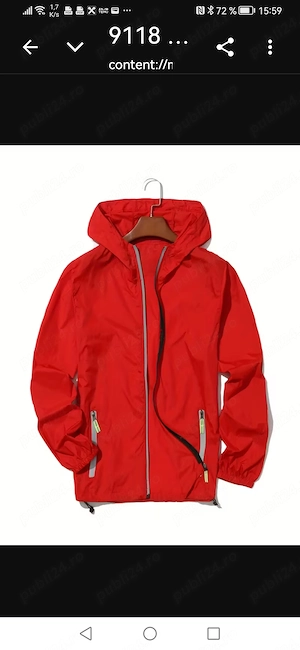 Canadiana de dama, impermeabila mărimea 46-48, culoare rosu aprins, nepurtata, potrivită pt schis 