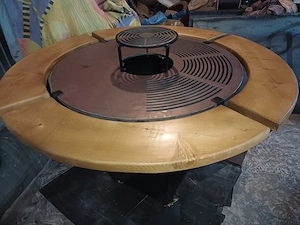 Plită gratar 100  cm rotundă , grosime 10 mm din otel corten rezistent la exterior 