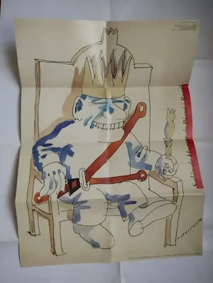 281. Poster afiș de caricatura, 64 cm x 46 cm