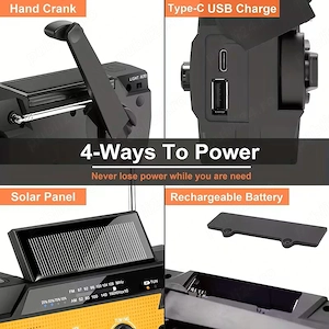 Radio portabil multifunctional cu incarcare solara, nou - imagine 5