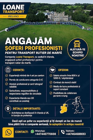 Angajari șoferi profesioniști Irlanda 