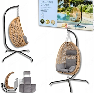 Vand Fotoliu suspendat, leagan tip cuib, cocoon, 103x105x195, max 150 KG, Nou, 599 Lei - imagine 5