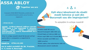 Angajam urgent Operator la masini cu comanda numerica