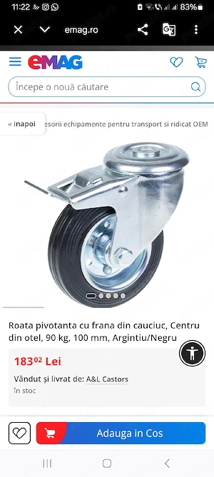 Roți pivotante cu frâne 