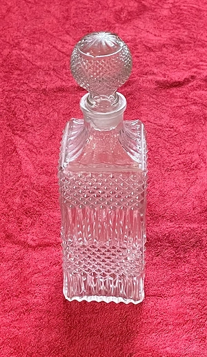 decantor cristal sticla groasa grea are dop din sticla are inaltimea totala cu tot cu dop 30,5 cm - imagine 4