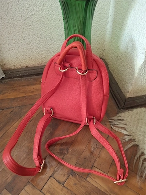 Rucsac piele ecologica rosu - imagine 2