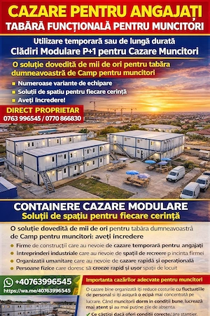 Cazare Angajați , Echipe Tabără funcțională pentru muncitori in oras Stradal  - imagine 3