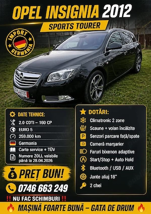 Opel Insignia 2012, numere zool valabile!