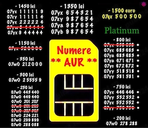 Numere Vip Aur Gold * Numar telefon Platinum * Cartela