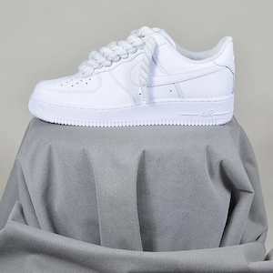 Pantofi Sport Air Force 1 Low Custom Rope Laces Triple Whitw- Original