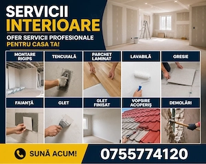 Renovari interioare rigips,glet.parchet,finisaje,tencuiala,vopsire acoperisi
