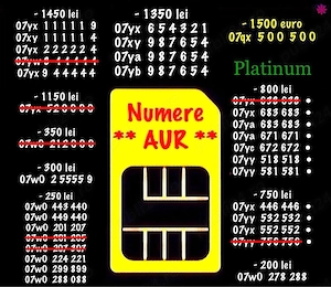 Numere Vip Aur Gold * Numar telefon Platinum * Cartela