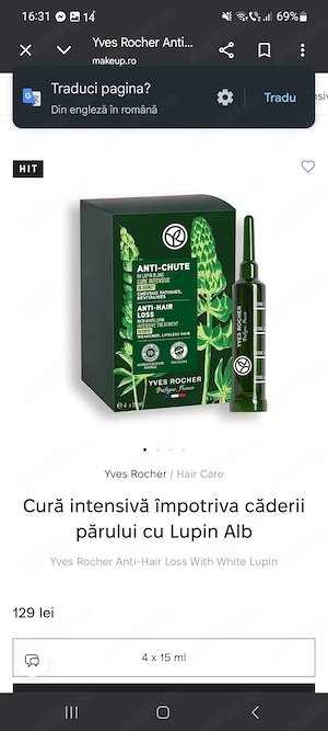 Yves Rocher fiole impotriva căderii parului