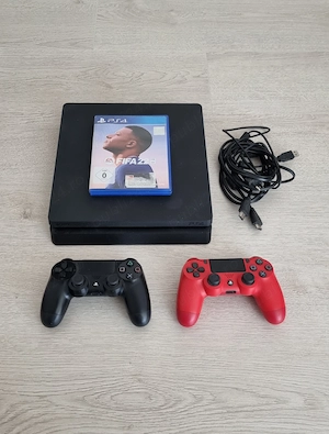 Consola Playstation 4 Slim   PS4 Slim, cu 1 sau 2 controllere, cablurile si 2 Jocuri Fifa + ..