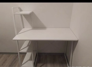 Birou minimalist cu rafturi biblotecă integrată -Alb,Stil Modern Loft