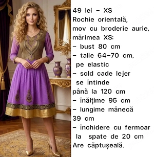 Rochie orientală mov cu auriu, 34