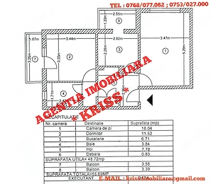 Apartament 2 Camere TEILOR CF. 1 Decomandat Etaj 1 Mob. Utilat 2 Balcoane An 1988 Clasa Energetică A - imagine 11