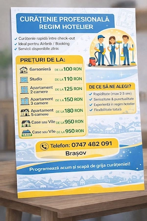 Curățenie in Brașov si imprejurimi pana la 50km